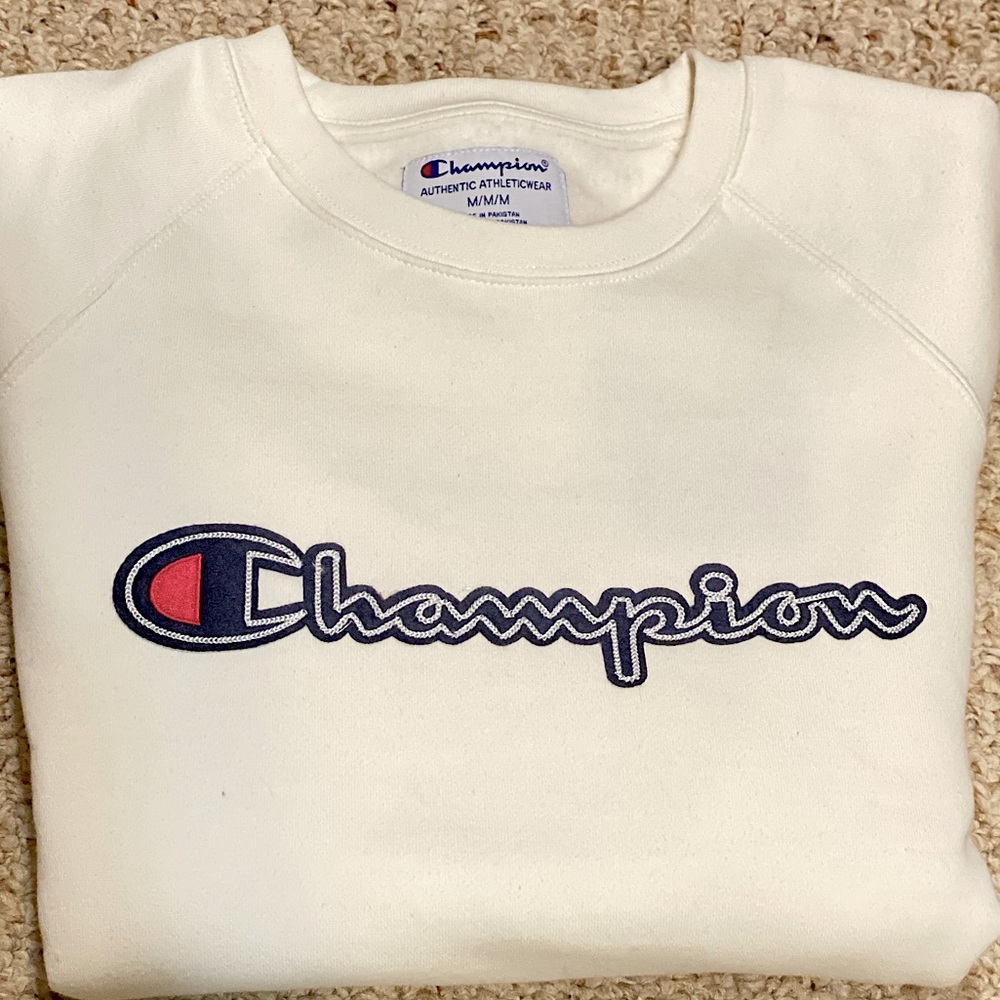 Champion Sweatshirt (M) Medium, White